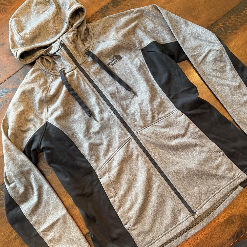 The North Face Jacket Womens Large Gray Colorblock Fleece Full Zip Hooded